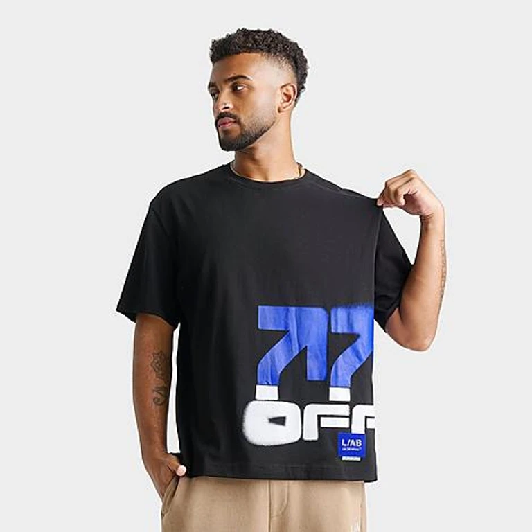 Men's L/AB c/o Off-White Stacked T-Shirt in Black Size: Small