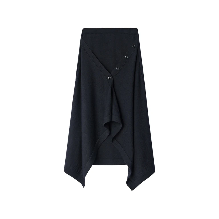 Buttoned Skirt In Merino Wool Blend