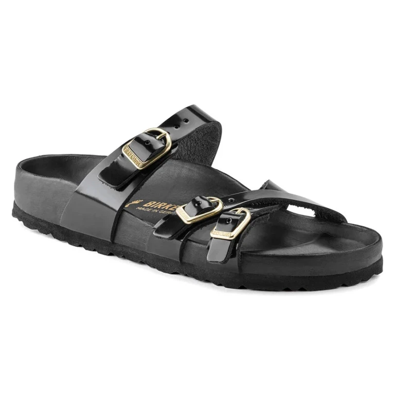 Franca Natural Leather Patent Black Sandals