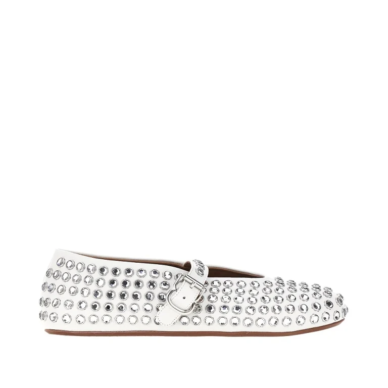 ALAIA Strass-embellished leather ballerinas Woman 36