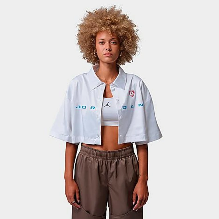 Women's Flight Woven Graphic Crop Top in White Size: XS