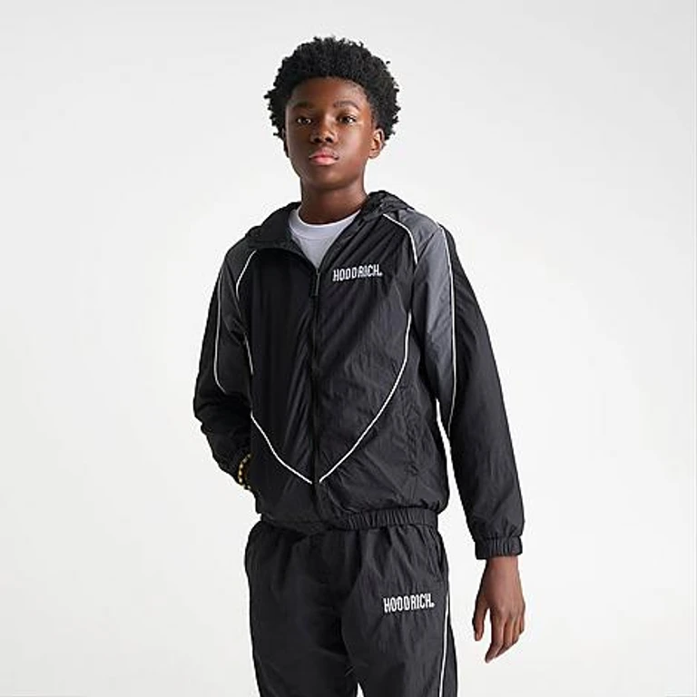Big Kids AIM Woven Full-Zip Jacket in Black Size: Small