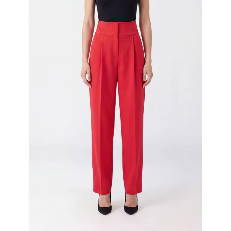 High-Waisted Virgin Wool Gabardine Palazzo Trousers (PA17966E2CG5)