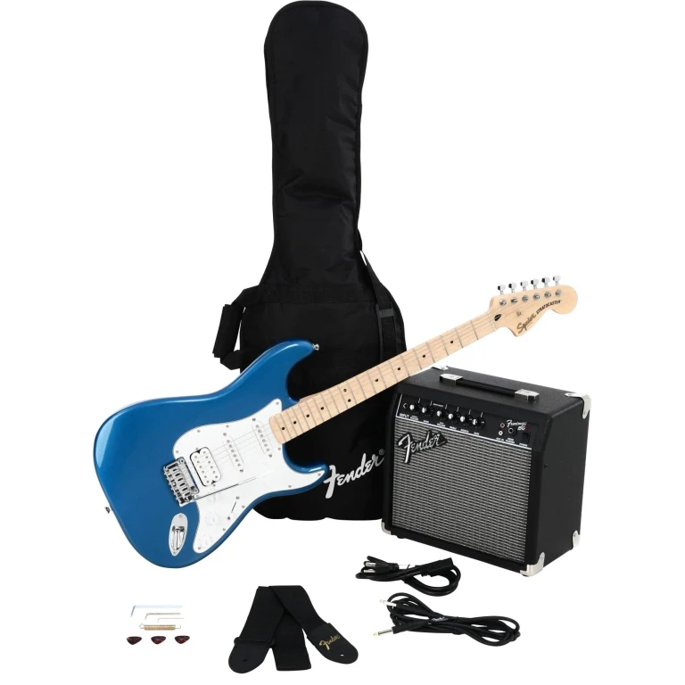 Squier Affinity Series Stratocaster Electric Guitar Kit (Lake Placid Blue, Maple Fingerboard)