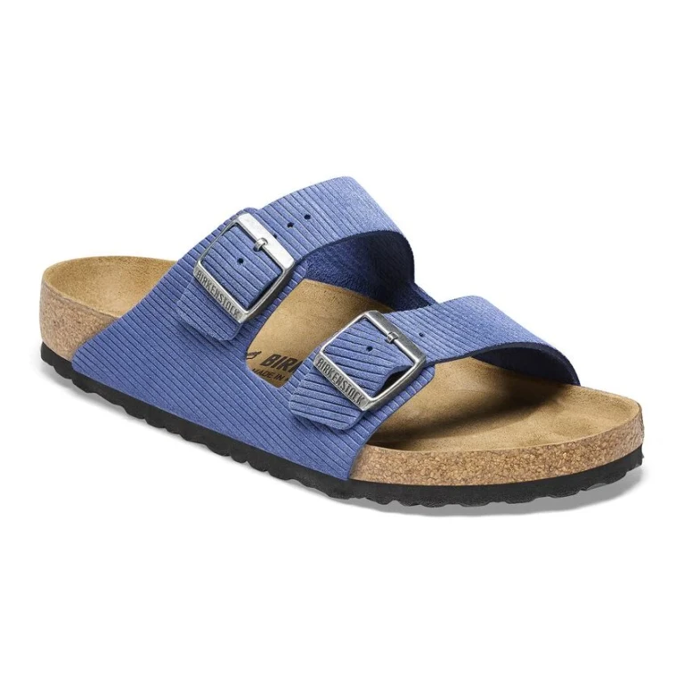 Arizona Suede Embossed Corduroy Indigo Sandals