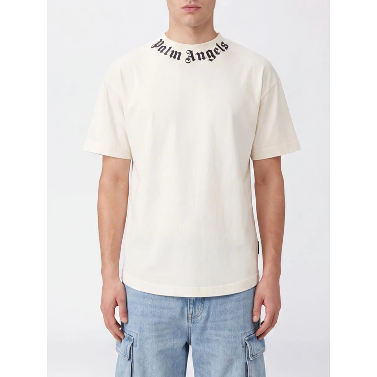 Camiseta de algodão com gola redonda Palm Angels