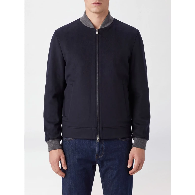 Pure Cashmere Bomber Jacket with Ribbed Collar (MV4216550CZ170)