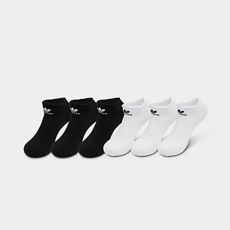 adidas Originals Trefoil No-Show Socks (3-Pack) in Black/White Size: Medium