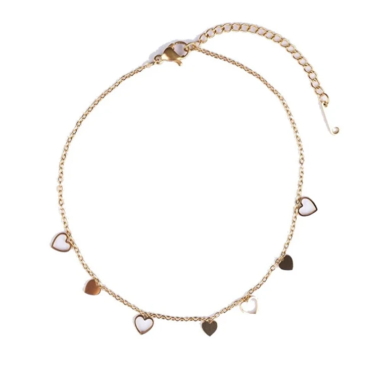 Gold-plated anklet con hearts Lumoura EWA250352G