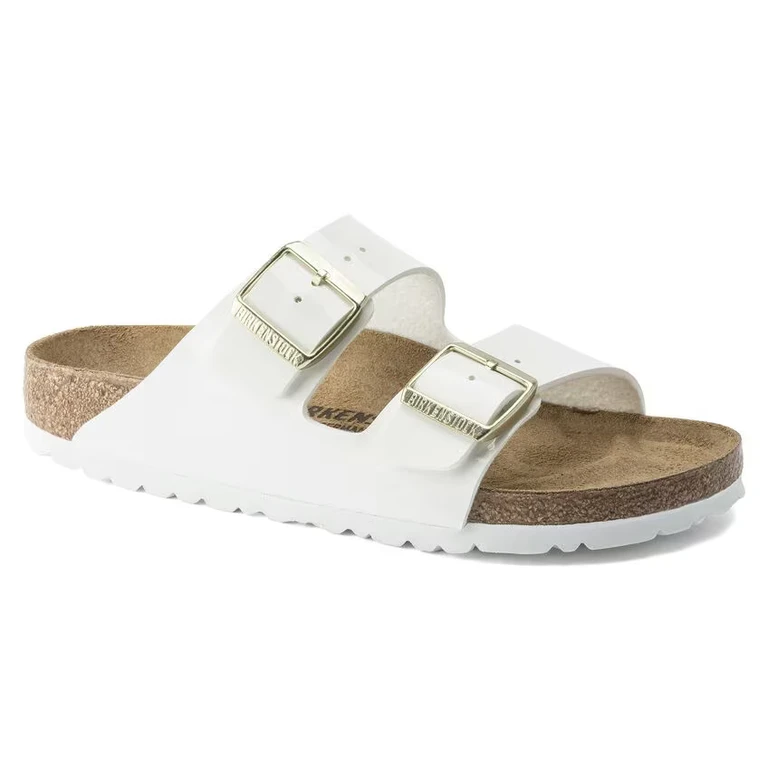 Arizona Split Birko-Flor White Sandals