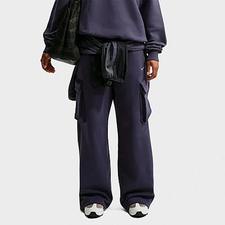 Studio Fleece Medium-Weight High-Rise Oversized Cargo Broek in Gridiron/Sail