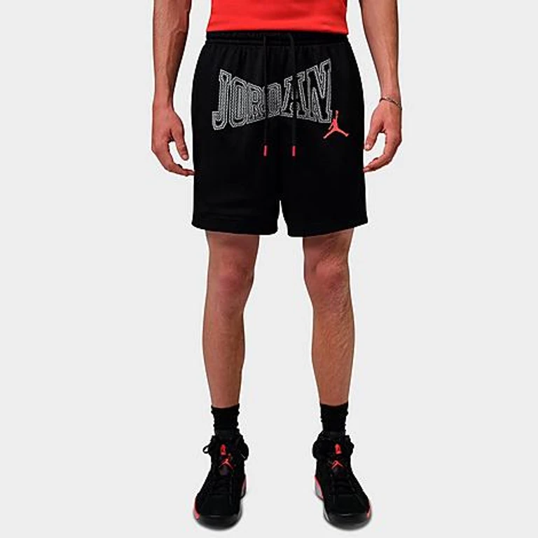 Jordan Men's Brooklyn 7" Mesh Shorts in Black/Infrared 23 Size: XS