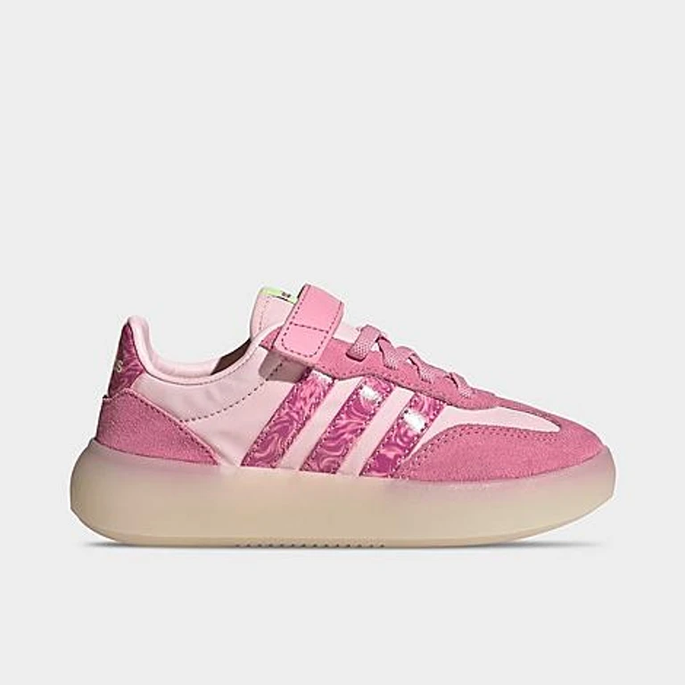 adidas Little Kids Barreda Decode Stretch Lace Casual Shoes in Clear Pink/St Tropic Bloom/Hi-Res Yellow Size: 1.0