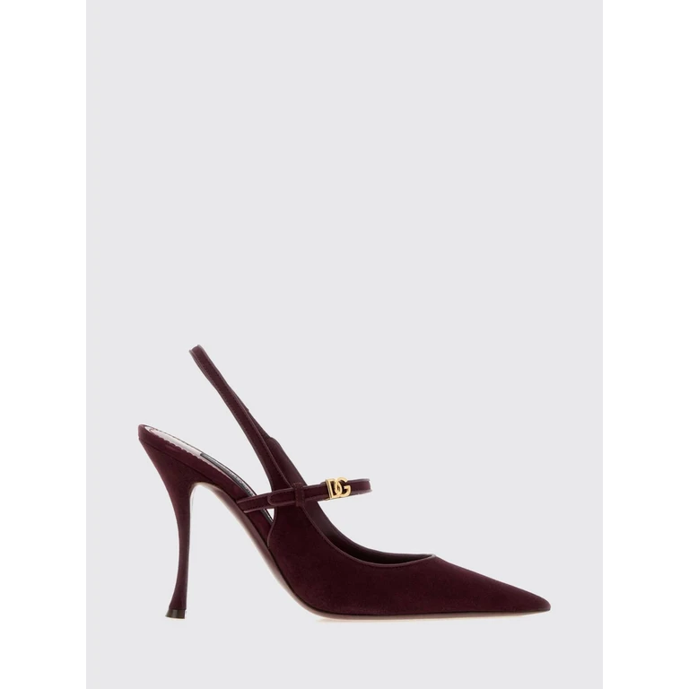 Escarpins Slingback en daim bordeaux avec monogramme DG