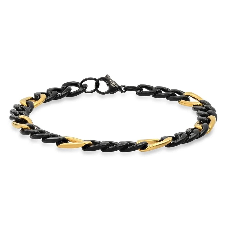 Two Tone Figaro Chain Bracelet