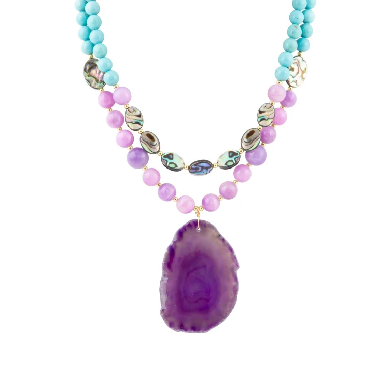 Aruba Purple Jade Statement Pendant Necklace