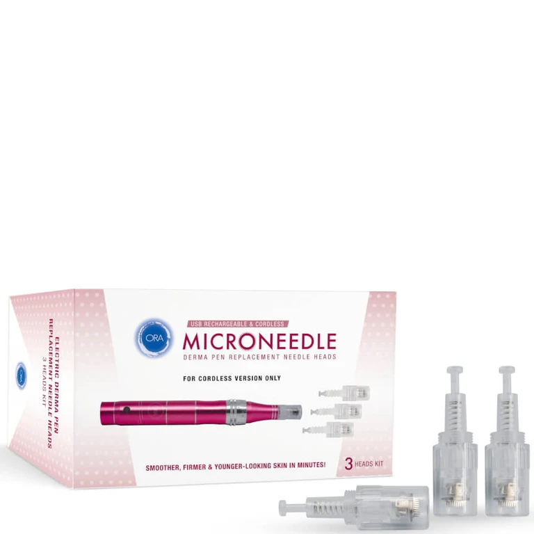 ORA Electric Microneedle Roller Derma Pen Replacement Heads - 3 Heads Kit (For CORDLESS version only) 3 piece