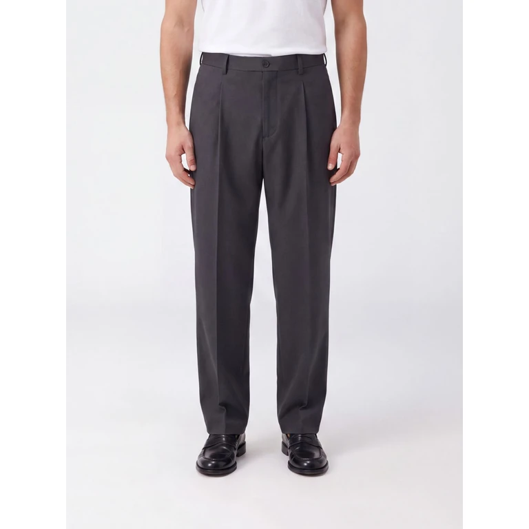Schwarze Baumwoll-Stoffhose