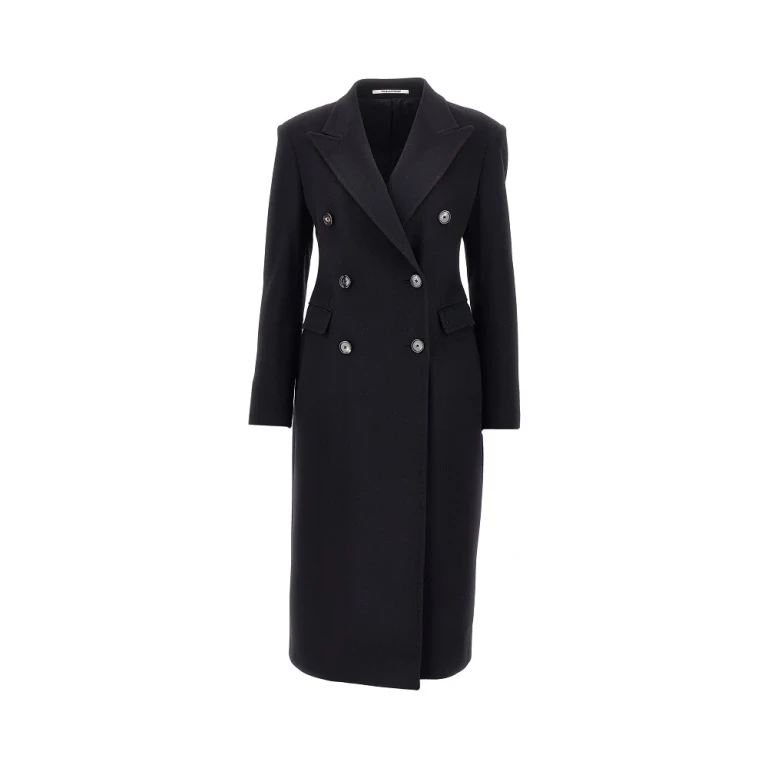 TAGLIATORE Double-Breasted Long Coat in Virgin Wool and Kashmir (CMERIEL10B350001B5054)