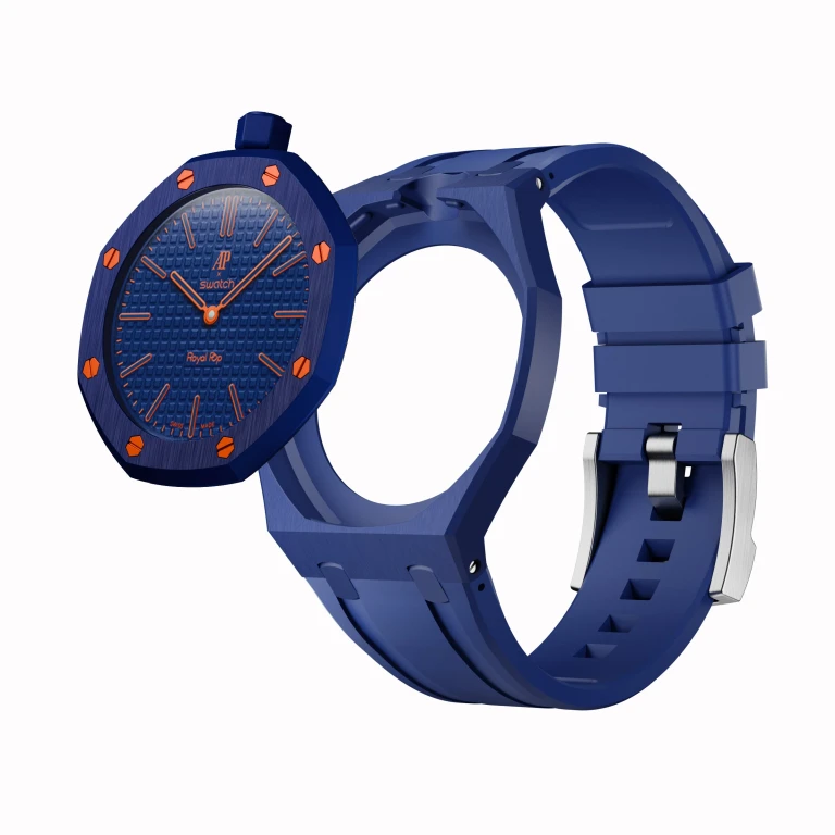 AP x Swatch Royal Pop Performance Band - Ocean Navy - Vertical Crown Edition Waloo Watch Bands