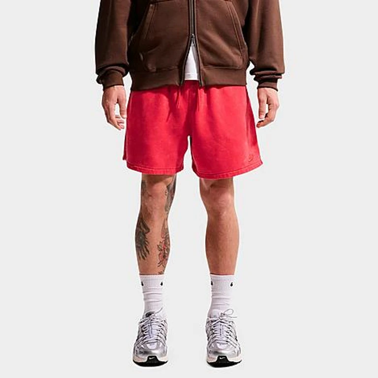 Nike Men's Club Fleece Washed Shorts in University Red/University Red Size: XS