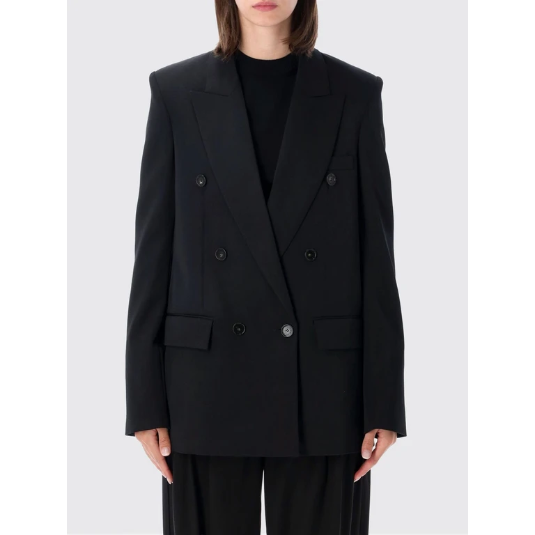 Double-Breasted Relaxed Fit Blazer in Pure Wool with Padded Shoulders (6501163HU7041000)