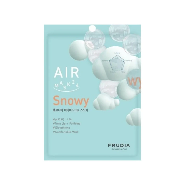 Air 24 Snowy, maschera illuminante, in tessuto, per il viso, 25 ml