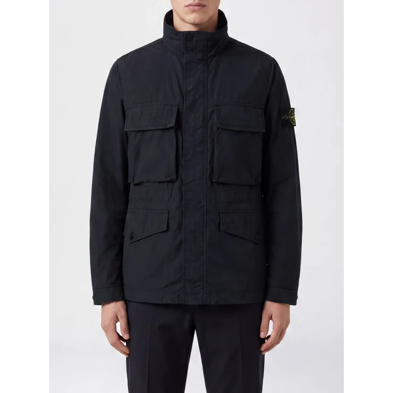 Short Technical Twill Parka with High Neck and Compass Logo (4100034S0026V0029)