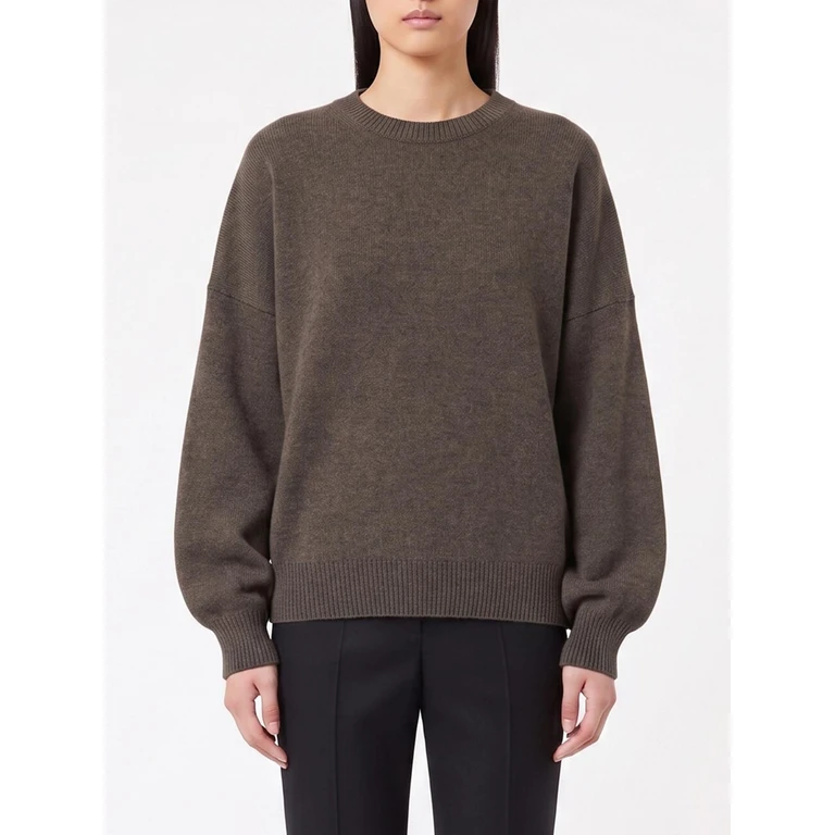 Relaxed Fit Pure Cashmere Crewneck Jumper with Dropped Shoulders (2026055TL)