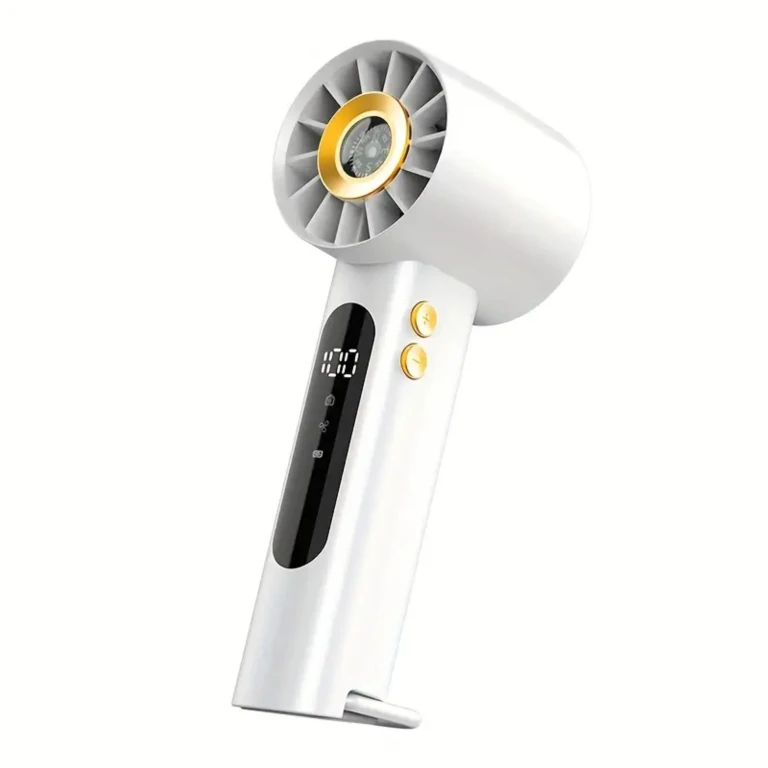 Rechargeable Turbo Fan - Small Portable Desktop Fan with Adjustable 1-100 Wind Power Display for Summer Travel and Camping - Gray