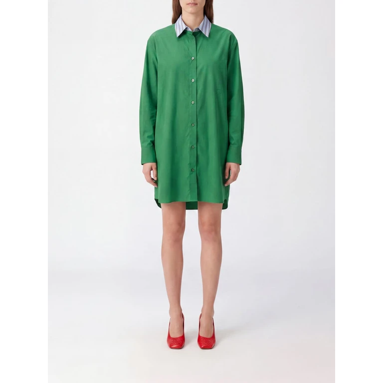 Long-Sleeve Cotton Mini Shirt Dress with Embroidered Logo (S359Y09XKZ4100)