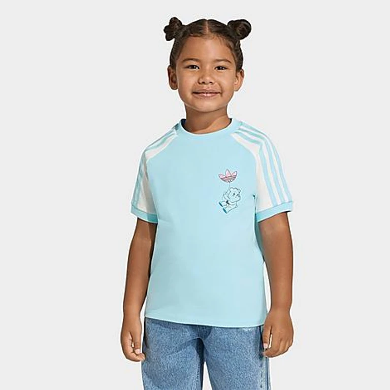 adidas Girls' Little Kids Originals x Care Bears T-Shirt in Bliss Blue/Off White Size: XXS