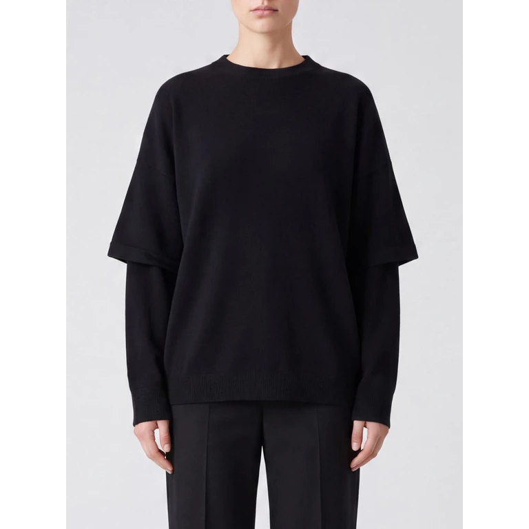Dropped Shoulder Crewneck Sweater in Merino Wool and Cashmere (WKN03YAW030099)