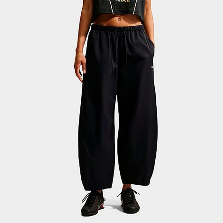 Nike Women's Sportswear Mid-Rise Loose Barrel Pants in Black/Sail Size: XS