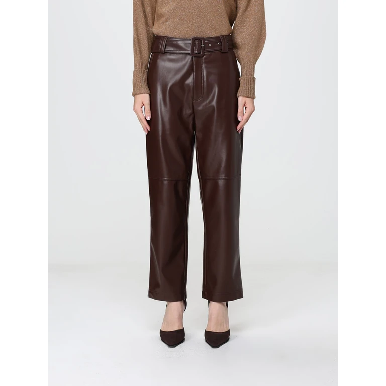 High-Waisted Straight-Leg Cropped Faux Leather Trousers (262TP205113411)