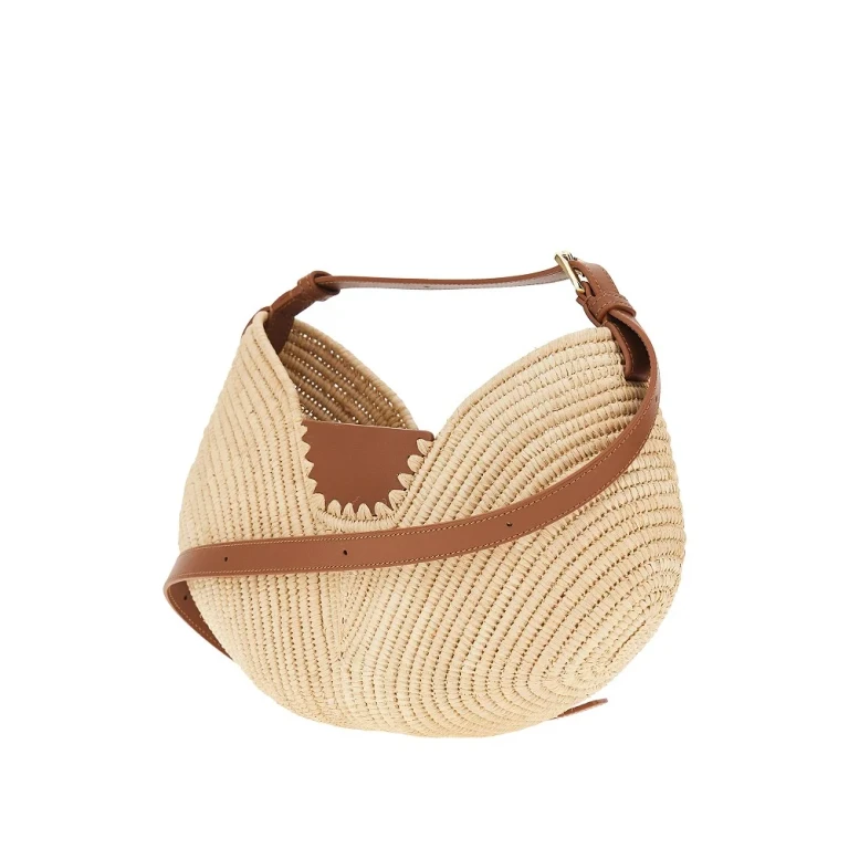 Raffia and leather medium 'Swing' bag Woman One Size
