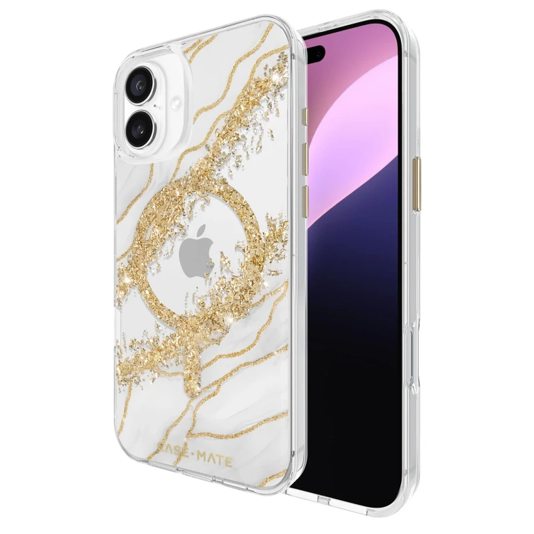 Iphone 16 Plus Case [Compatible with Magsafe] - Stylish Marble Phone Case with 12ft Drop Protection - Premium Magnetic Cover for Iphone 16 Plus - Karat Granite