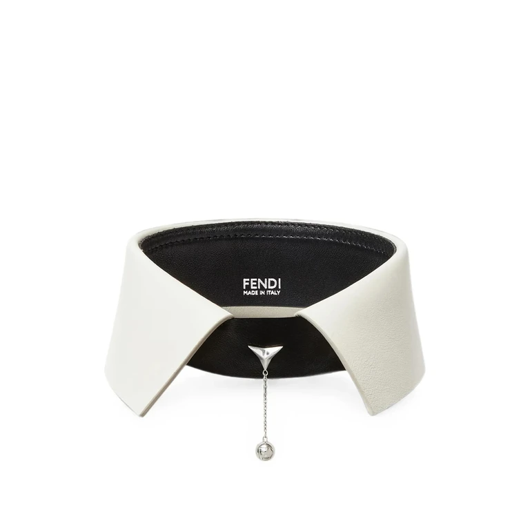Logo-pendant Leather Collar