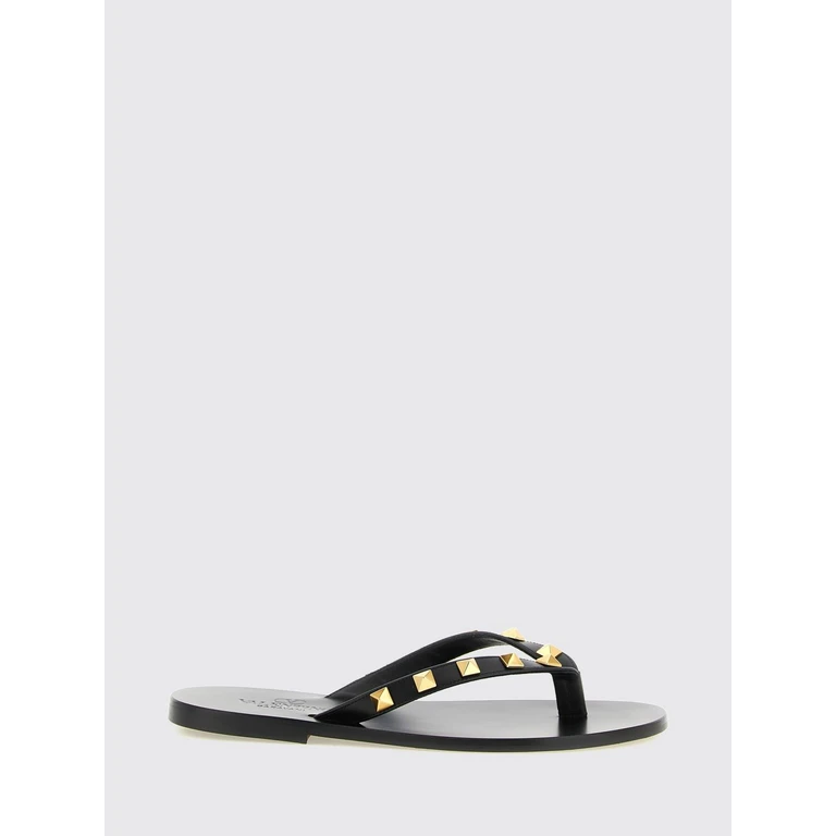 Rockstud Flat Thong Sandals in Leather with Studs (S0QD3MRI0NO)