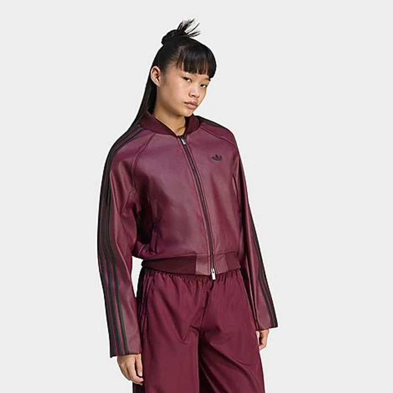 Originals Pleather Superstar Track Top en granate/negro/dorado fútbol oscuro