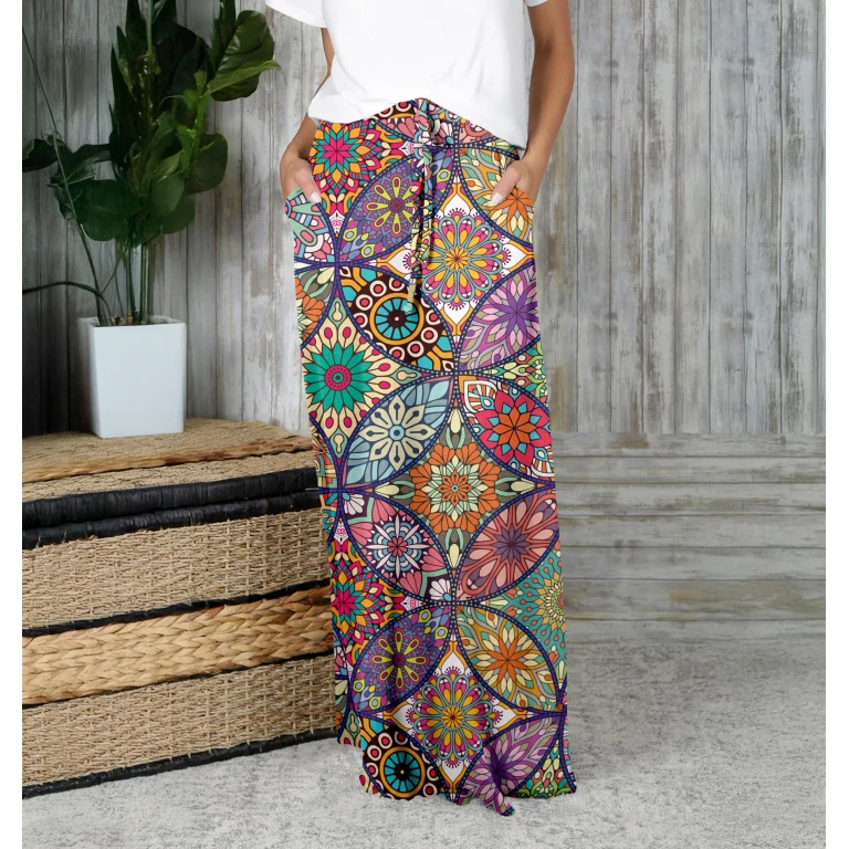 Drawstring Maxi Skirt with Side Pockets by Bon Apple Tea