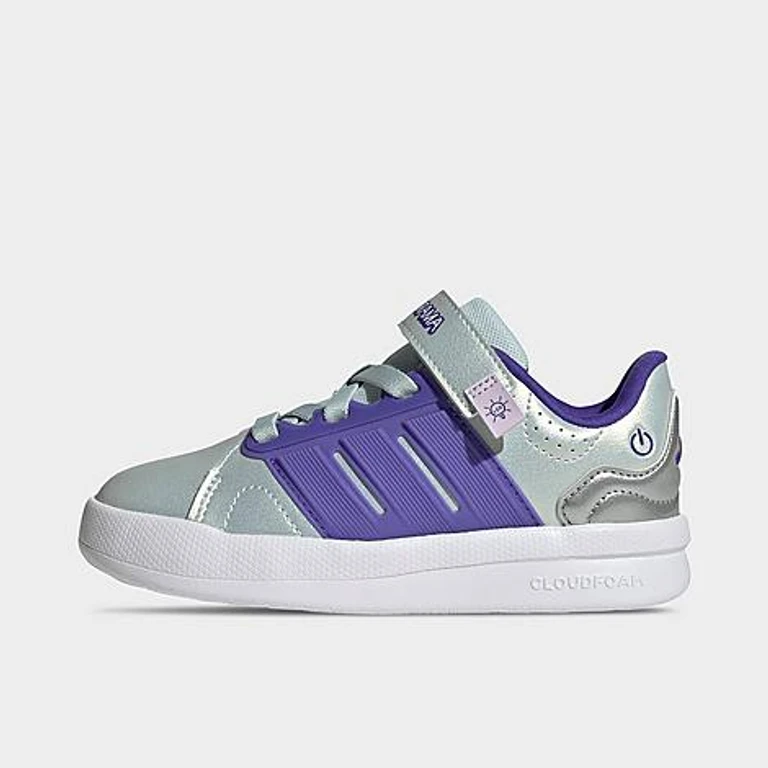 Little Kids Lightorama Court Stretch Lace Hook-And-Loop Casual Shoes in Halo Mint/Solar Purple/Ice Lavender Size: 1.0