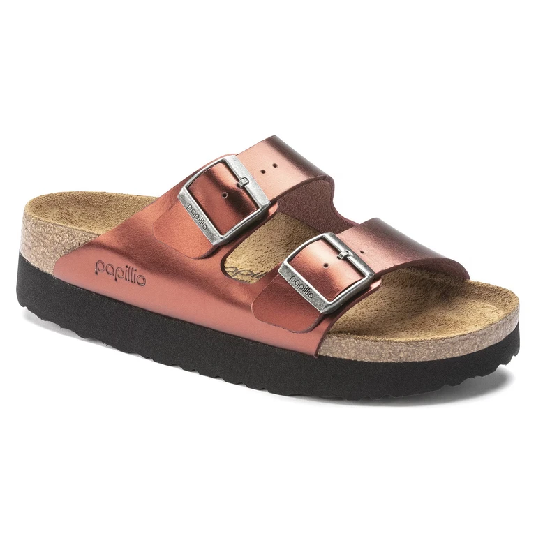 Women's Arizona Platform Leather Metallic Dark Tourmaline Sandals