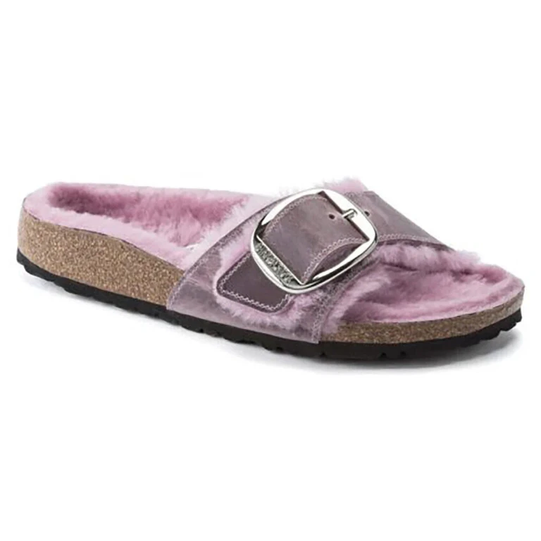 Women's Madrid Big Buckle Shearling Oiled Leather Sandals