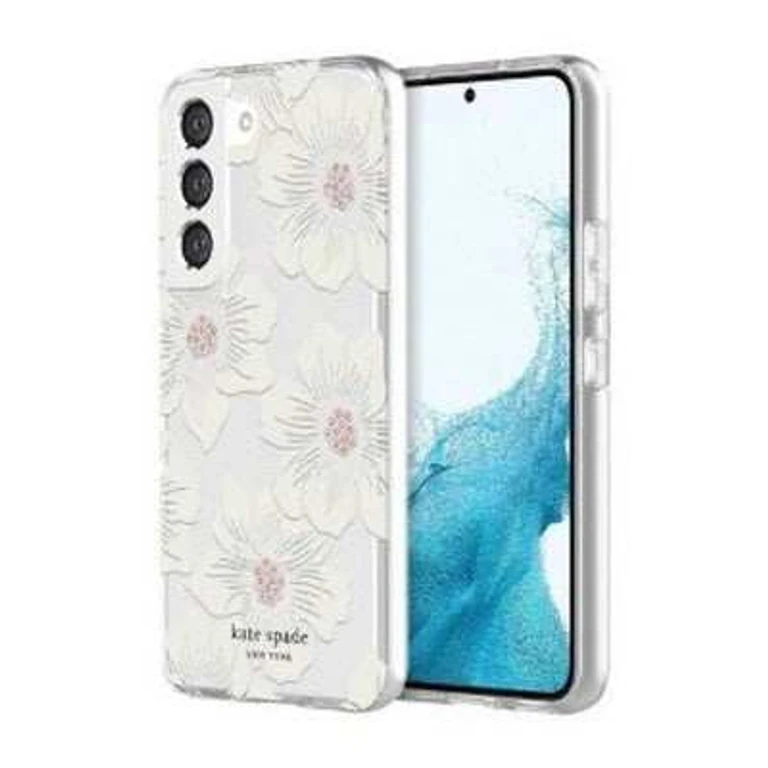 New York Samsung Galaxy S22 Protective Hardshell Phone Case - Hollyhock Floral with Stones