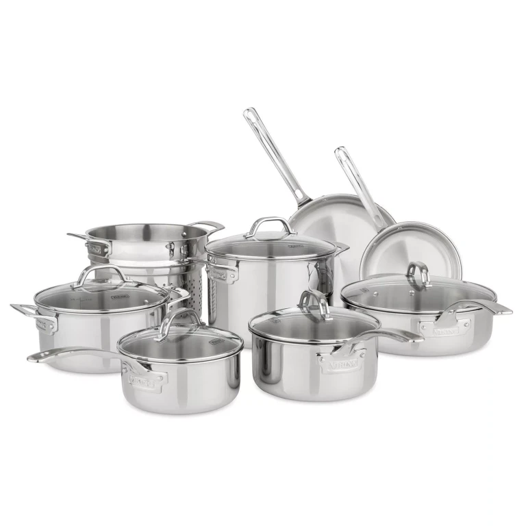 13-Piece Tri-Ply Stainless Steel Cookware Set with Glass Lids
