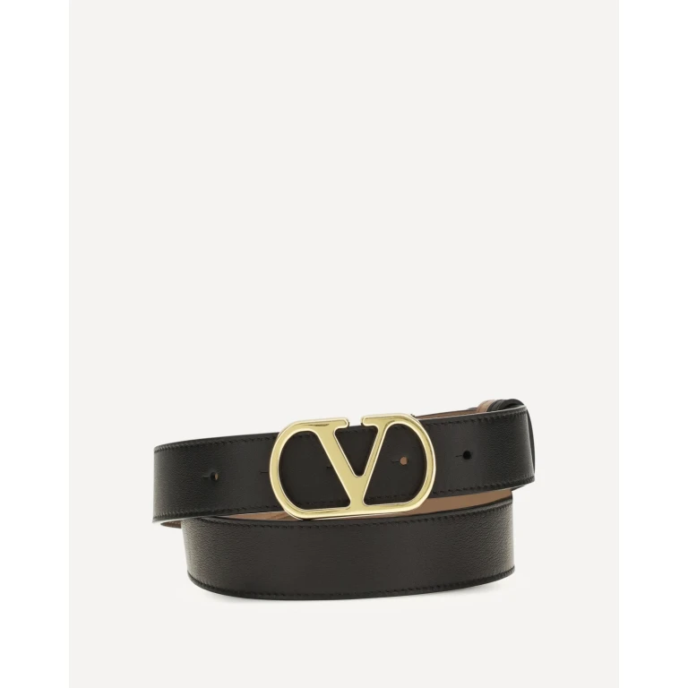 VLogo Signature reversible polished calf leather Belt Female 75