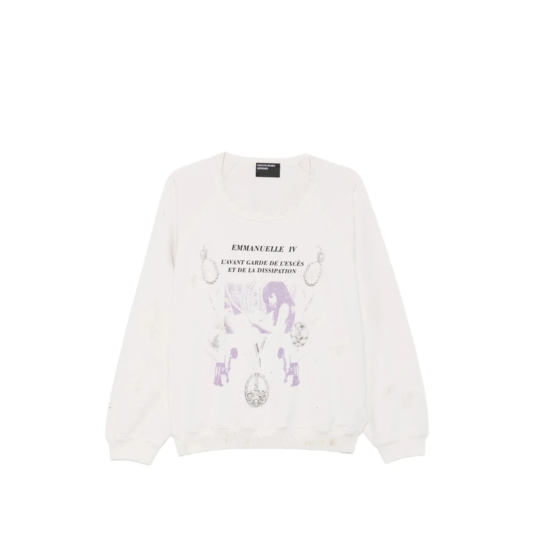 Graphic-print Distressed Cotton Sweatshirt