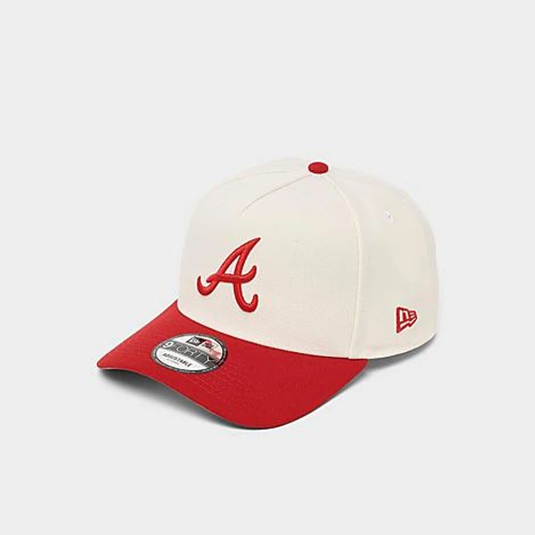 Boné snapback New Era Atlanta Braves MLB 9FORTY A-Frame em Cromo/Vermelho