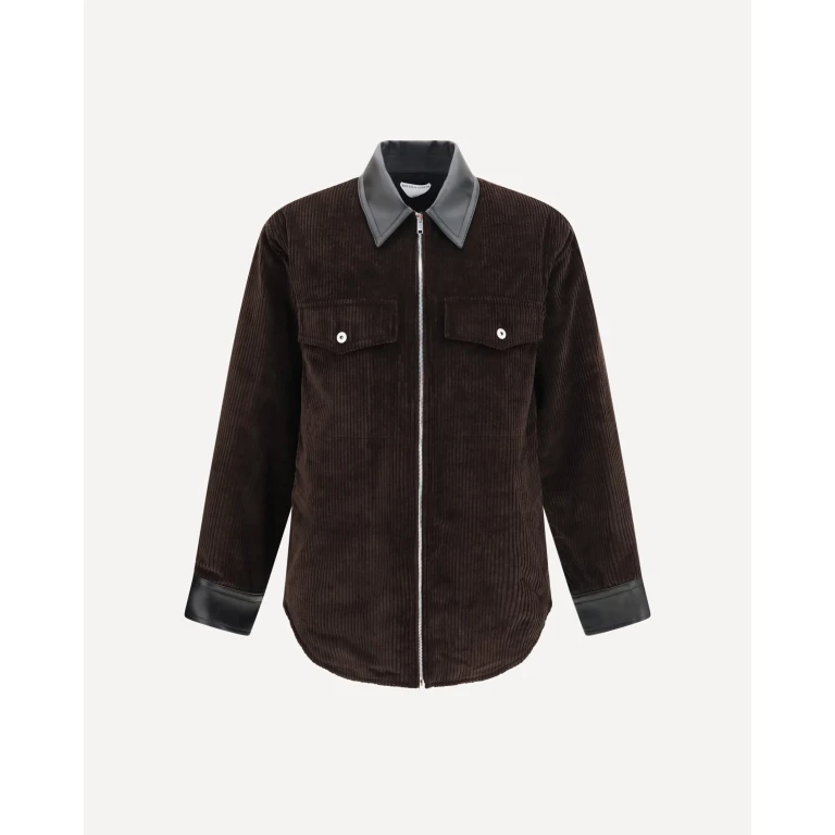 Corduroy Jacket with leather collar Male 48